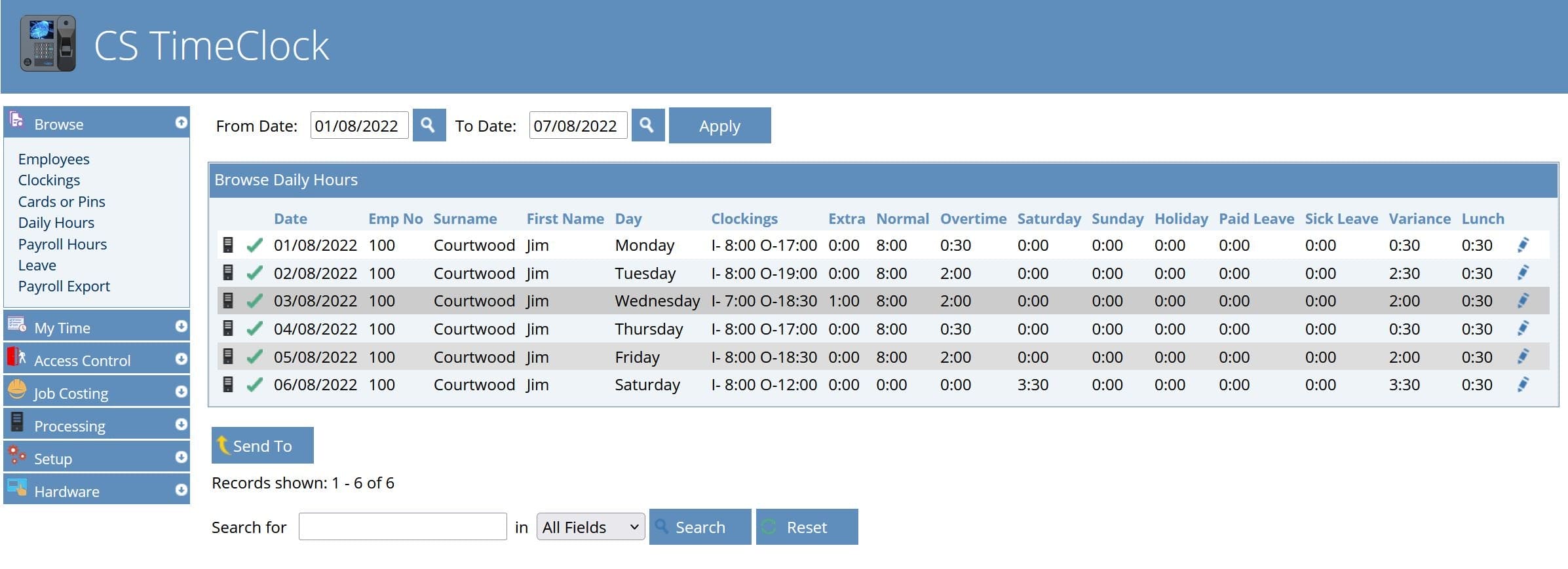 CS Time Clock Proximity Model